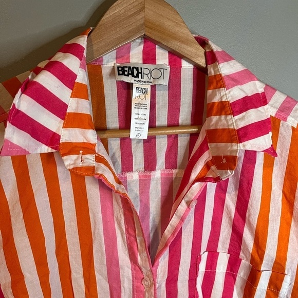 Beach Riot Pink and Orange Striped Button Down Shirt - Picture 10 of 11